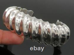 BAYANIHAN 925 Sterling Silver Vintage Shiny Fluted Cuff Bracelet BT8286