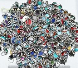 BULK SALE! Mix Gemstone Ring Wholesale Lot 925 Sterling Silver Plated Rings