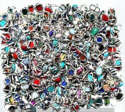 BULK SALE! Mix Gemstone Ring Wholesale Lot 925 Sterling Silver Plated Rings