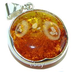 Baltic Amber Pendant 925 Sterling Silver Handcrafted Vintage Round Brown