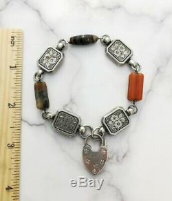Beautiful Antique Victorian Scottish Silver and Agate Bracelet