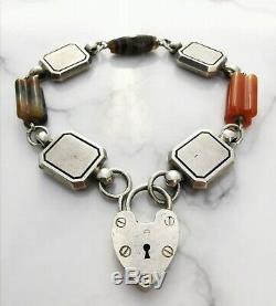 Beautiful Antique Victorian Scottish Silver and Agate Bracelet