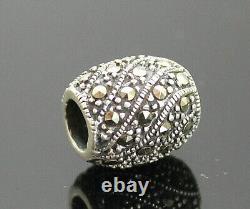 Beautiful Vintage Marcasites Accent Sterling Silver Barrel Slide Pendant