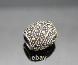 Beautiful Vintage Marcasites Accent Sterling Silver Barrel Slide Pendant