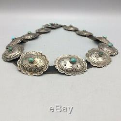 Beautiful! Vintage Turquoise and Sterling Silver Concho Belt