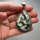 Big Vintage Sterling Silver 925 Women's Jewelry Pendant Natural Dendroagat 15.4g