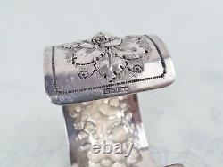 Big sterling silver heavy floral repousse antique cuff bracelet