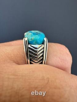 Blue Genuine Turquoise Mens Real Solid 925 Sterling Silver Signet Oval Ring Blue Genuine Turquoise Mens Real Solid 925 Sterling Silver Signet Oval Ring