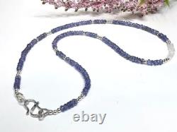 Blue Tanzanite & Moonstone Faceted Rondelle Beaded Choker Women Necklaces 18'