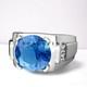 Blue Topaz Round Cut With 925 Sterling Silver Ring For Men's #d463