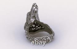 Borzoi dog ring, Vintage Afghan Hound, Borzoi, Saluki Dog, 925 Sterling Silver
