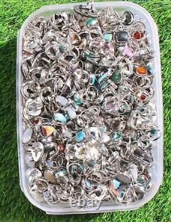 C 50 Pcs RINGS LOT ASSORTED STERLING SILVER 925 WHOLESALE RESALE VINTAGE NOW