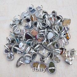 C 50 Pcs RINGS LOT ASSORTED STERLING SILVER 925 WHOLESALE RESALE VINTAGE NOW