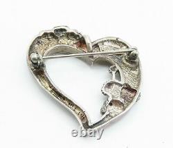 CAROL FELLEY 925 Sterling Silver Vintage Pueblo Heart Brooch Pin BP2849