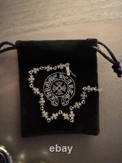 CHROME HEARTS VINTAGE 1999 Sterling Silver Tiny E Cross Bracelet Sz 7.5in
