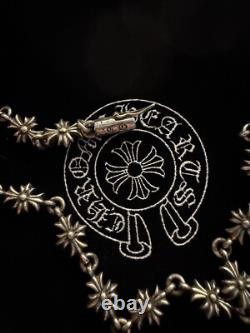 CHROME HEARTS VINTAGE 1999 Sterling Silver Tiny E Cross Bracelet Sz 7.5in