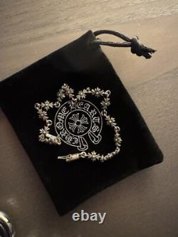 CHROME HEARTS VINTAGE 1999 Sterling Silver Tiny E Cross Bracelet Sz 7.5in