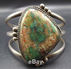 CLASSIC 1960s Vintage NAVAJO Sterling Silver ROYSTON TURQUOISE Cuff BRACELET 43g
