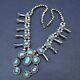 Classic Vintage Navajo Sterling Silver Turquoise Squash Blossom Necklace