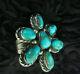 Classic Vintage Old Pawn Navajo Sterling Silver Turquoise Flower Cluster Ring 7
