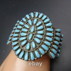 CLASSIC Vintage ZUNI Sterling Silver TURQUOISE Petit Point Cluster Cuff BRACELET