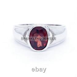 Calibrated Garnet Oval Cut With 925 Sterling Silver Ring For Men's #A86