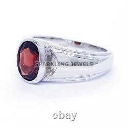 Calibrated Garnet Oval Cut With 925 Sterling Silver Ring For Men's #A86