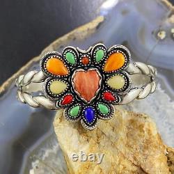 Carolyn Pollack Vintage Southwestern Style Sterling Multistone Heart Bracelet