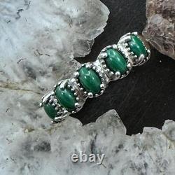 Carolyn Pollack Vintage Sterling Silver 5 Oval Malachite Band Ring For Women