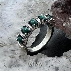 Carolyn Pollack Vintage Sterling Silver 5 Oval Malachite Band Ring For Women