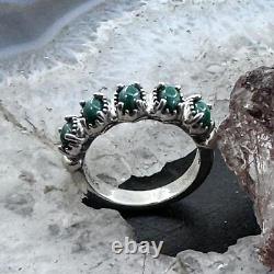 Carolyn Pollack Vintage Sterling Silver 5 Oval Malachite Band Ring For Women