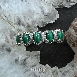 Carolyn Pollack Vintage Sterling Silver 5 Oval Malachite Band Ring For Women