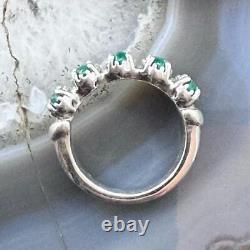 Carolyn Pollack Vintage Sterling Silver 5 Oval Malachite Band Ring For Women