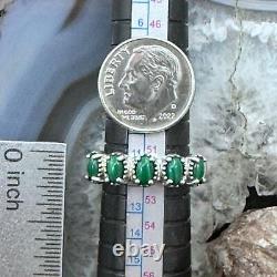 Carolyn Pollack Vintage Sterling Silver 5 Oval Malachite Band Ring For Women