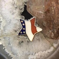 Carolyn Pollack Vintage Sterling Silver Star Shape American Flag Ring For Women