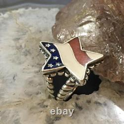 Carolyn Pollack Vintage Sterling Silver Star Shape American Flag Ring For Women