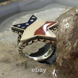 Carolyn Pollack Vintage Sterling Silver Star Shape American Flag Ring For Women