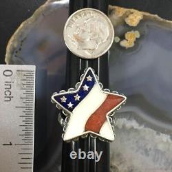 Carolyn Pollack Vintage Sterling Silver Star Shape American Flag Ring For Women