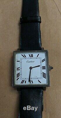 Cartier Santos Tank Sterling Silver Men's Vintage Watch 1960'S Hand Winding