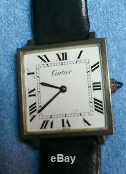 Cartier Santos Tank Sterling Silver Men's Vintage Watch 1960'S Hand Winding