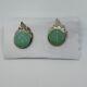 Carved Chrysoprase Face Sterling Silver Vintage Earrings