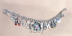 Charm bracelet vintage hollywood los angeles california sterling 8 moveable