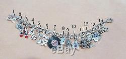 Charm bracelet vintage hollywood los angeles california sterling 8 moveable