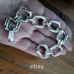 Chunky 925 Sterling Silver Chain Link Bracelet, Geometric Thick Chain Bangle