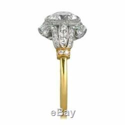 Circa 1920 Vintage Art Deco 1.7 Ct Edwardian Engagement Ring 14k White Gold Over
