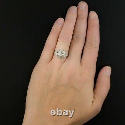 Circa 1930s Engagement Vintage Estate Retro Ring 14K White Gold Over 2Ct Diamond