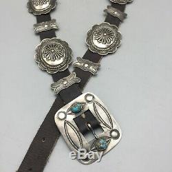 Circa 1930s, Nice, Vintage, Turquoise and Sterling Silver Concho Belt