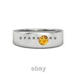 Citrine Round Cut Gemstone With 925 Sterling Silver Ring For Men #D706