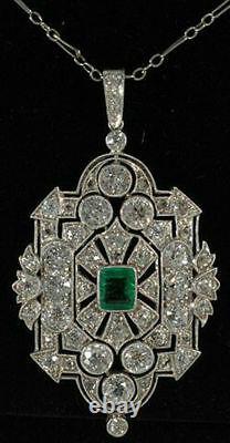 Cocktail Party Solid 925 Sterling Silver Green Cushion Vintage Pendant Jewelry