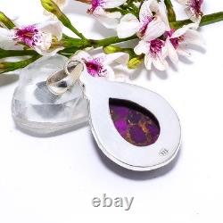 Copper Purple Turquoise Pendant in 925 Sterling Silver, Artisan Women's Pendant